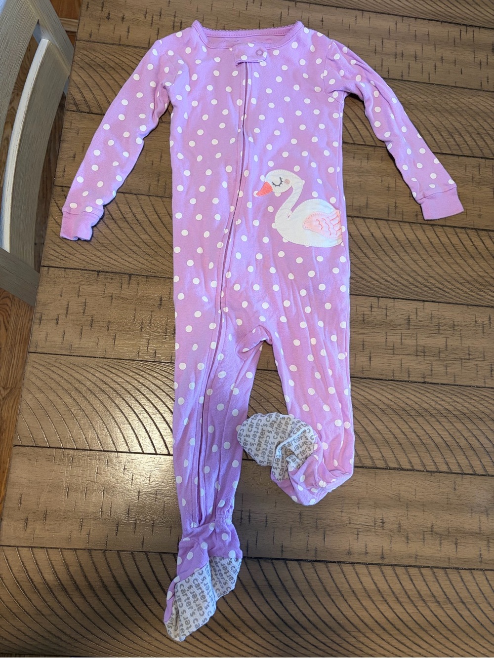 Polka Dot Swan Footed One-Piece Pajamas for Kids